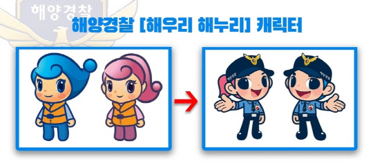 8년 만에 개선된 해양경찰 마스코트 캐릭터. 해양경찰청 제공